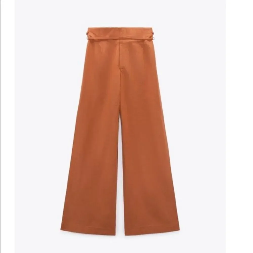 ZARA FULL LENGTH LINEN BLEND PANTS Size XS